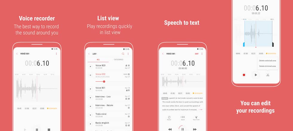 برنامج Samsung Voice Recorder