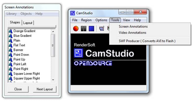 برنامج CamStudio لتصوير الشاشة صوت وصورة