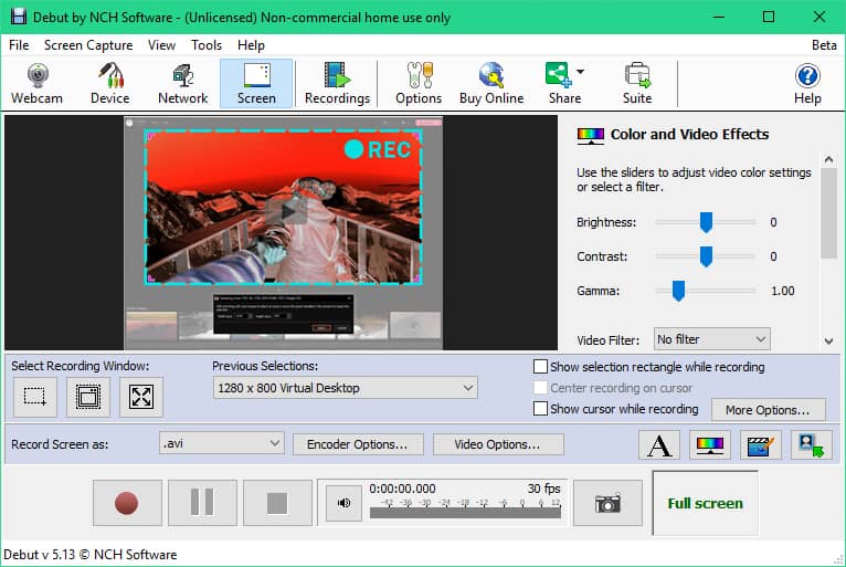 برنامج Debut Video Capture لتسجيل شاشة الكمبيوتر