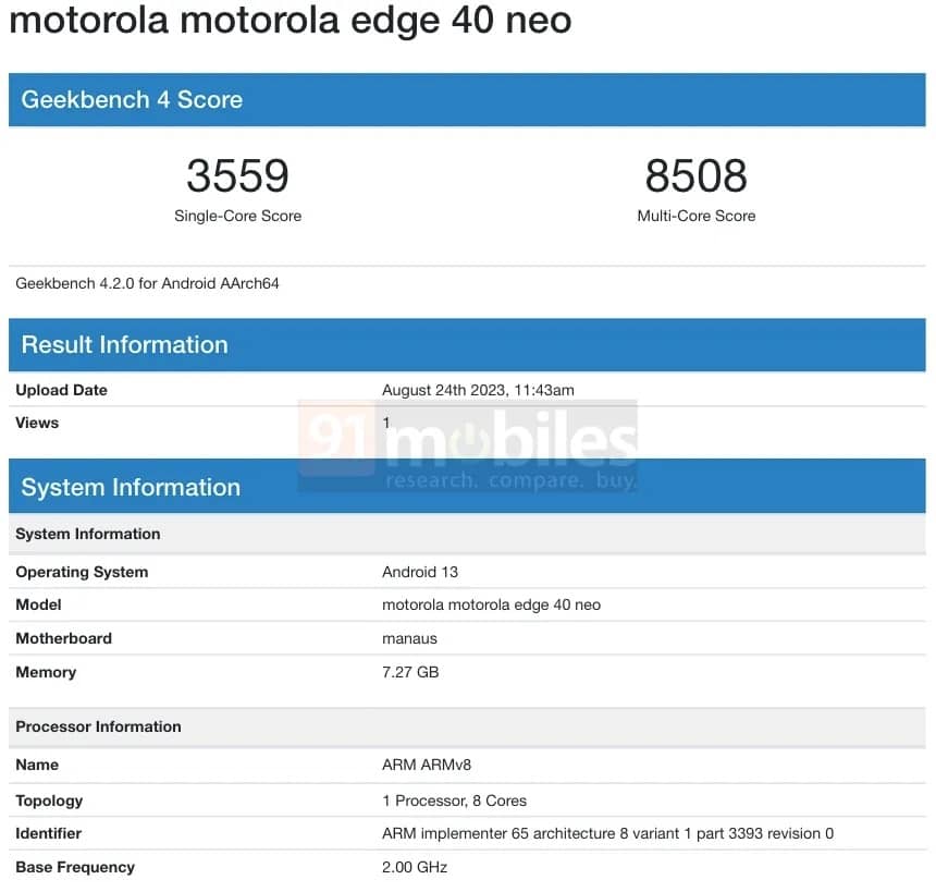 هاتف Motorola Edge 40 Neo هاتف Motorola Edge 40 Neo