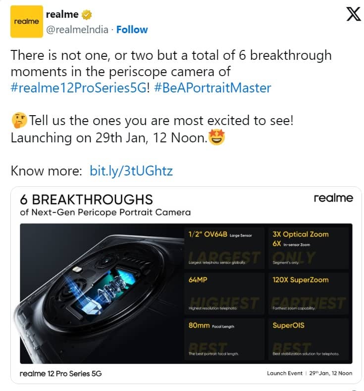 موعد إطلاق سلسلة هواتف Realme 12 Pro موعد إطلاق سلسلة هواتف Realme 12 Pro