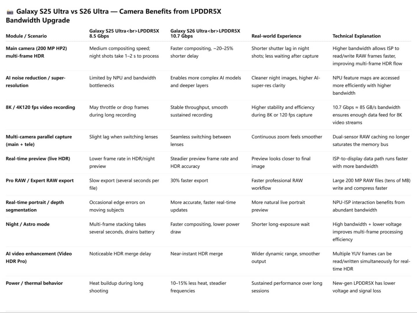 سرعات ذاكرة LPDDR5X