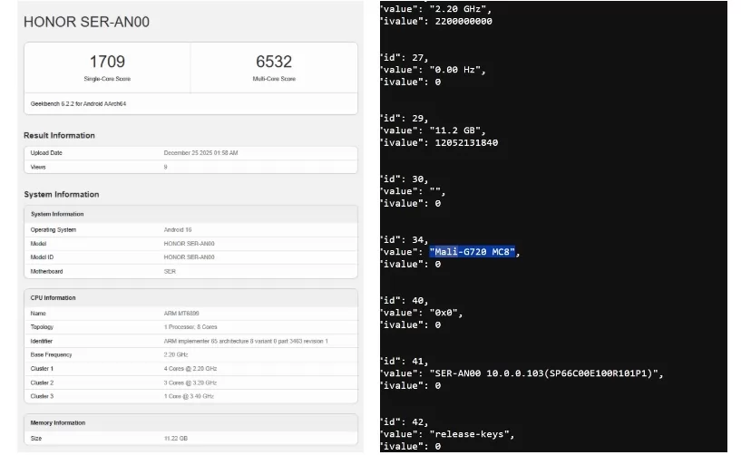 Honor-Power-2-Geekbench_86185 ظهور هاتف Honor Power 2 على منصة Geekbench بمعالج Dimensity 8500
