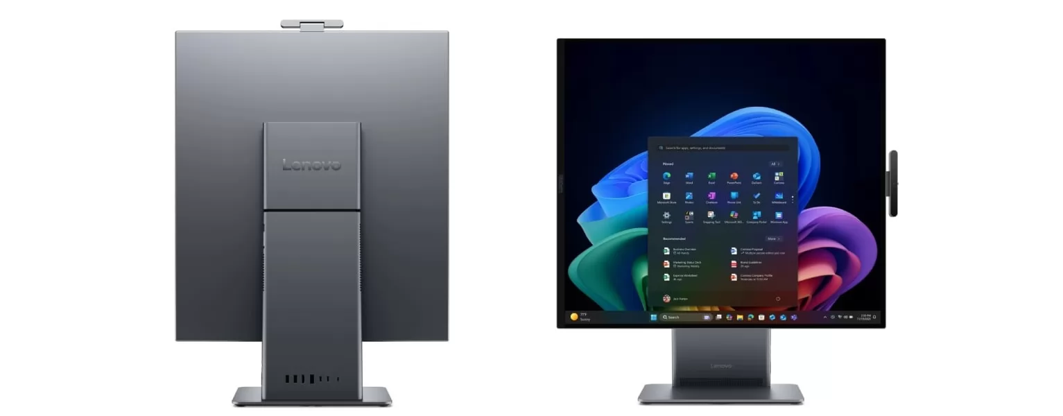 Lenovo-ThinkCenter-X-AIO-Deisgn_98126 لينوفو تعلن رسميًا عن ThinkCentre X AIO بشاشة عمودية 27.6 بوصة ومعالج Core Ultra X7