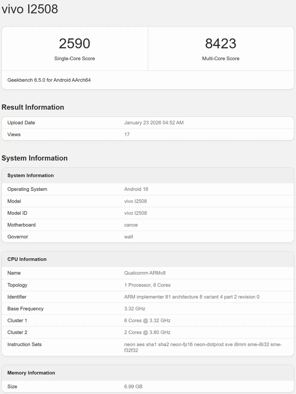منصة تقيم الأداء Geekbench لأداء هاتف iQOO 15R منصة تقيم الأداء Geekbench لأداء هاتف iQOO 15R