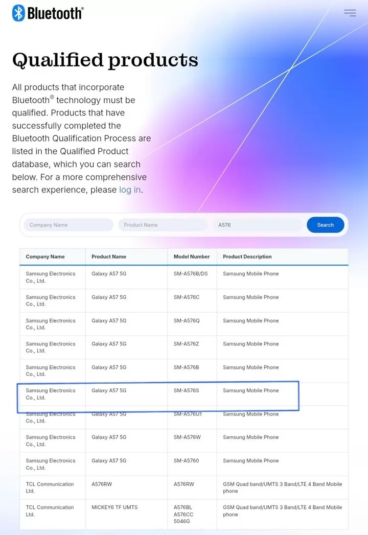 samsung-galaxy-a57-5g-bluetooth-certified_38211 هاتف Samsung Galaxy A57 5G يحصل على اعتماد البلوتوث ويقترب من الإطلاق