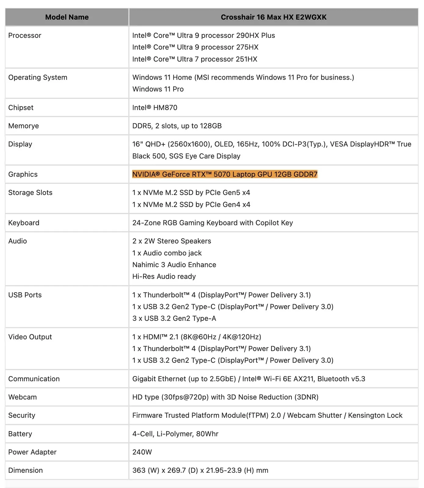 جهاز Crosshair 16 Max HX E2WGXK