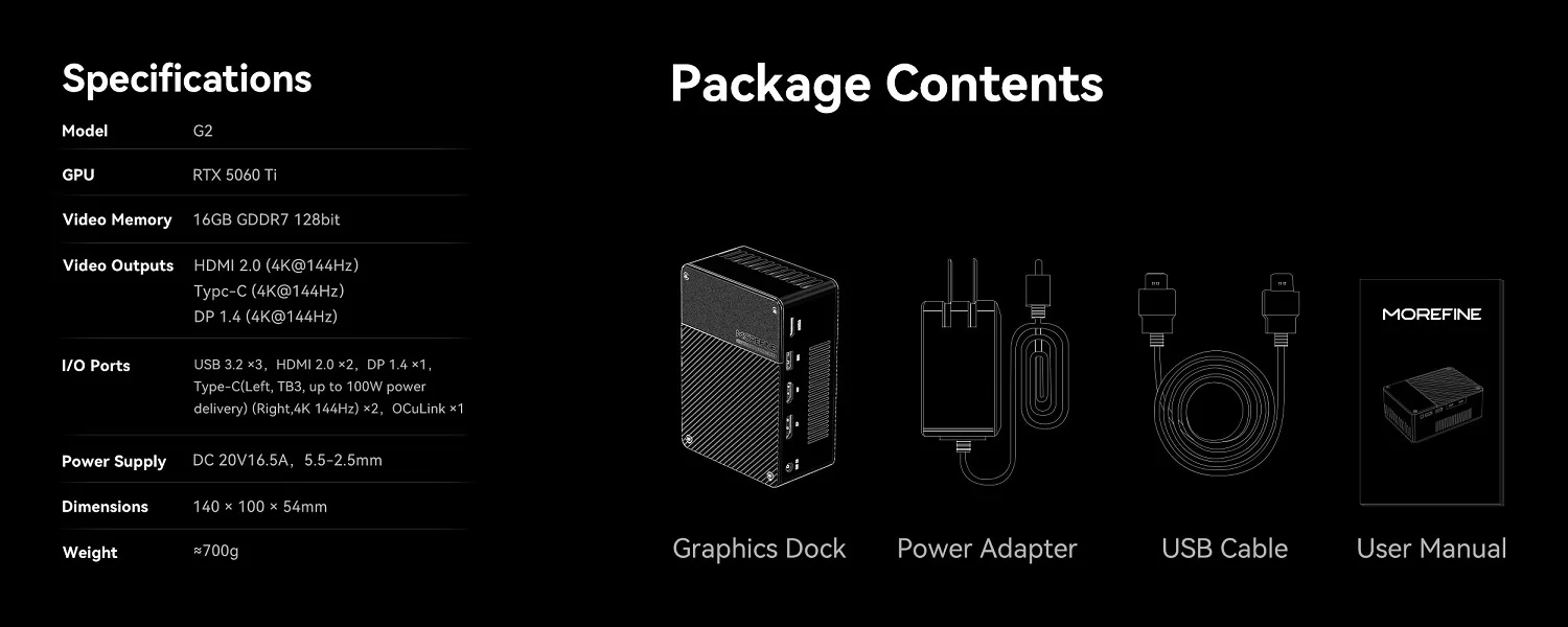 مواصفات Morefine G2 eGPU