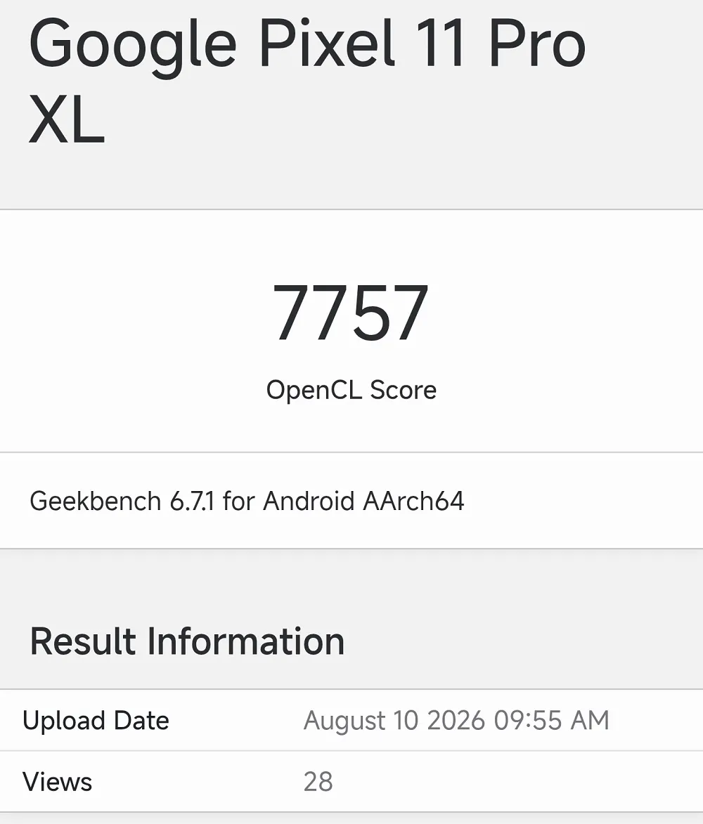 Pixel-11-Pro-XL-Geekbench_90288 هاتف Google Pixel 11 Pro XL يظهر على Geekbench بنتيجة قوية تكشف تحسن أداء Tensor G6 الرسومي
