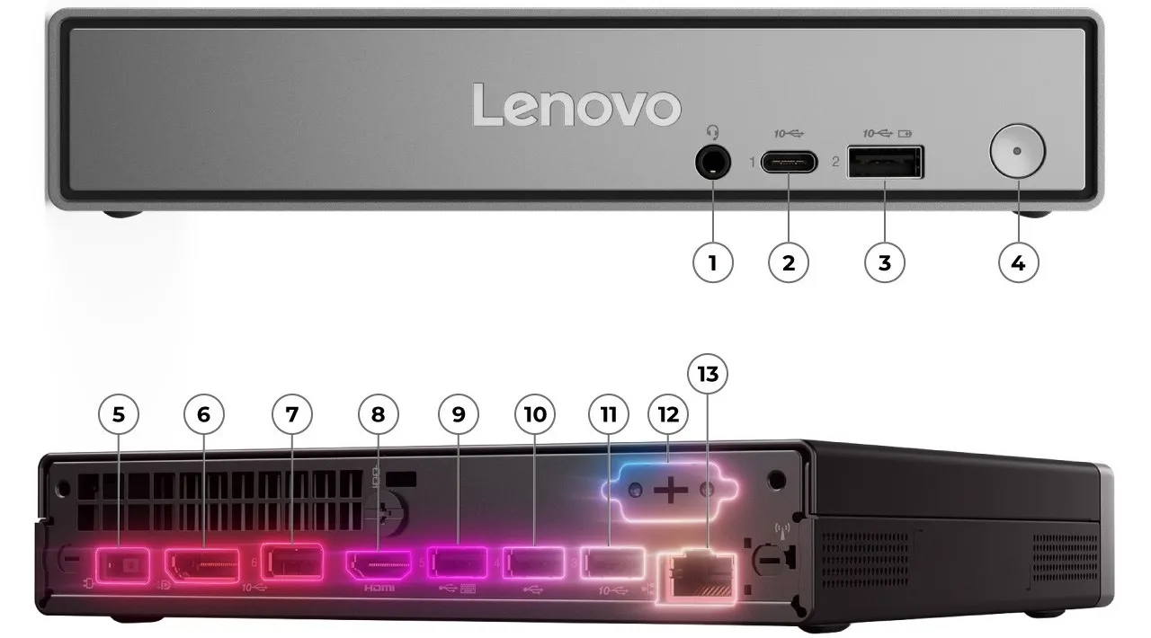 منافذ اتصال ThinkCentre Neo 50q Gen 7
