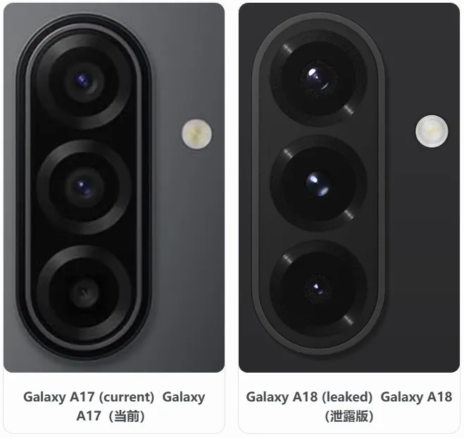 صورة مسربة تكشف مقارنة كاميرات Galaxy A18 مع Galaxy A17